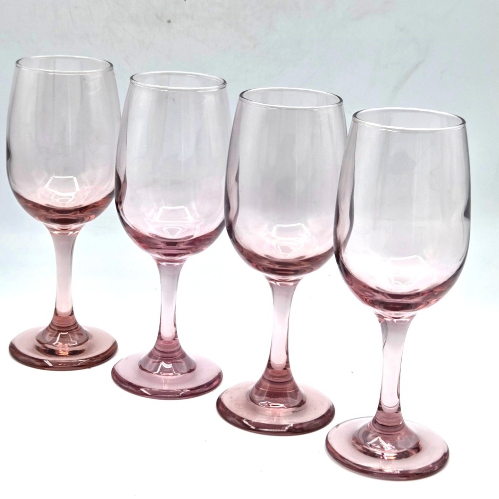 Libbey Premier Wine Glasses‎ Plum Pink Set of 4 Dusty Rose Stemware Barware